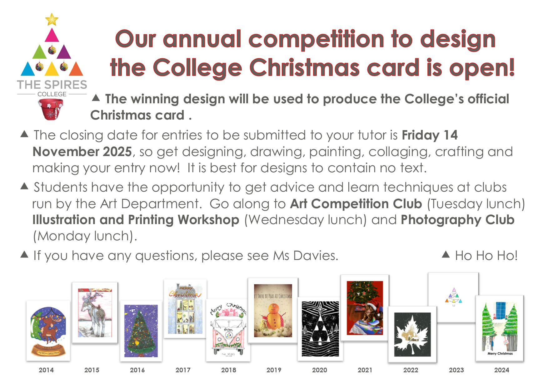 Poster advertising Christmas Card Competition